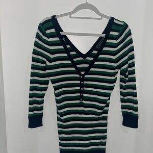 Guess Green and Navy Striped Sweater
